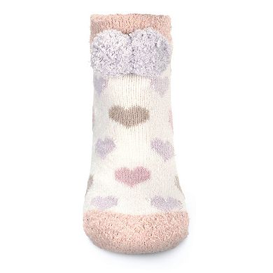 Women's Color Hearts Buttersoft Plush Lined Low Cut Socks