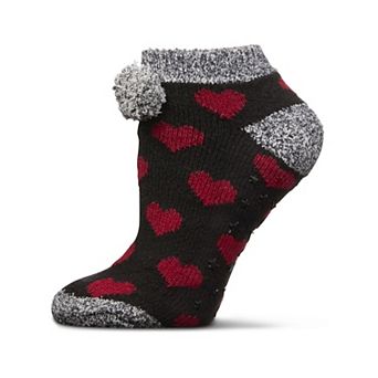 Women's Color Hearts Buttersoft Plush Lined Low Cut Socks