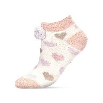Women's Color Hearts Buttersoft Plush Lined Low Cut Socks