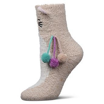 Women's Cat Embellished Plush Crew Socks