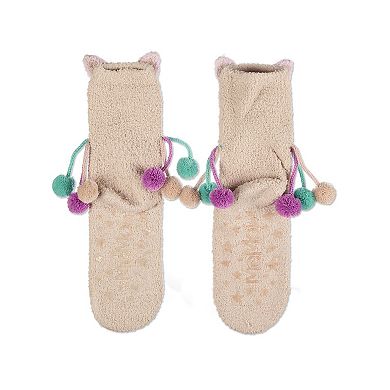 Women's Cat Embellished Plush Crew Socks