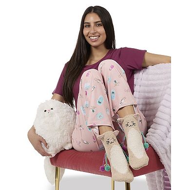 Women's Cat Embellished Plush Crew Socks