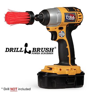 1in Red Brush - High Stiffness - Long Bristles - Outdoor & Patio Spot Cleaning