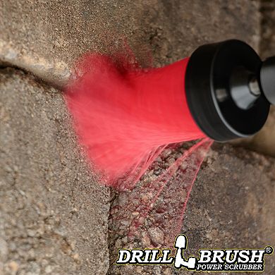 1in Red Brush - High Stiffness - Long Bristles - Outdoor & Patio Spot Cleaning