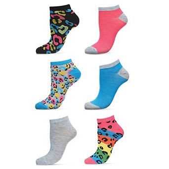 Women's 6 Pair Pack Cheetah Print Low Cut Socks