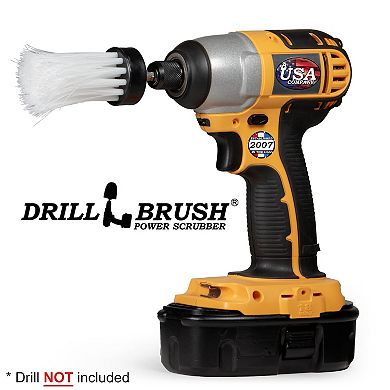 1in White Brush - Soft Stiffness - Long Bristles - Home & Auto Spot Cleaning