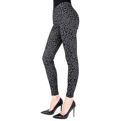 Flocked Monochrome Cheetah Leggings