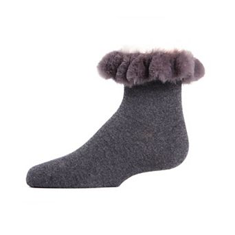 Faux-fur Cuff Cotton Blend Anklet Socks