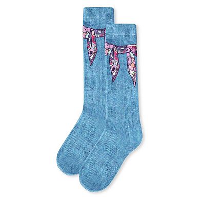 Girls' Silk Tie Knot Cotton Blend Knee High Sock