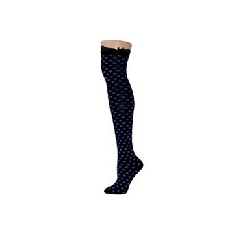 Swiss Dots Over The Knee Cotton Blend Socks