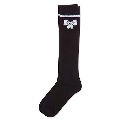 Girls' Fuzzy Bow Knee High Socks