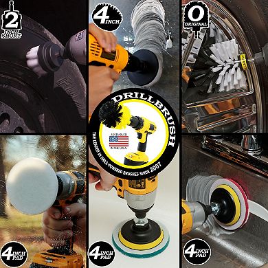 Detail Brush Set - Upholstery Cleaner - Carpet Cleaner Scrub Brush - Auto Brush Cleaning - Pads