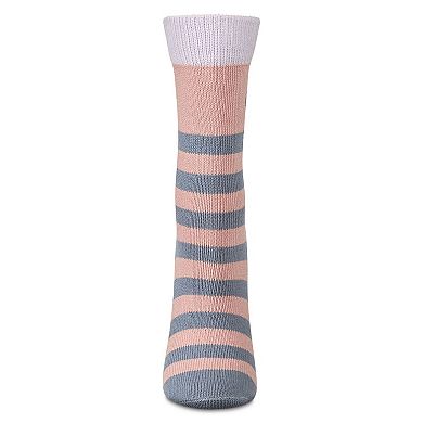 Women's "Just Hanging" Striped Embroidered Cotton Rich Novelty Crew Socks