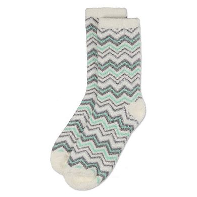 Women's Zig Zag Stripes Aloe Infused Crew Socks