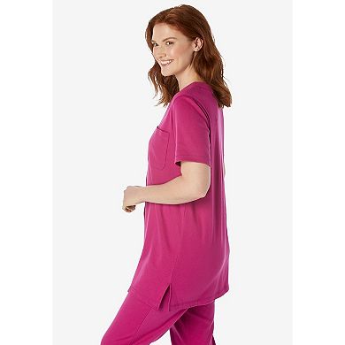 Woman Within Plus Size 7-Day Short-Sleeve Baseball Tunic