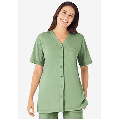Woman Within Plus Size 7-Day Short-Sleeve Baseball Tunic