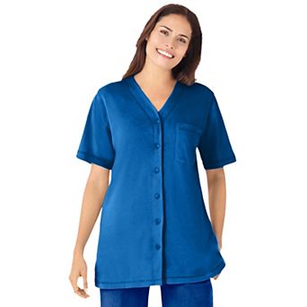 Woman Within Plus Size 7-Day Short-Sleeve Baseball Tunic