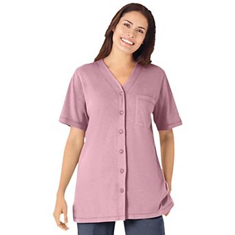 Woman Within Plus Size 7-Day Short-Sleeve Baseball Tunic