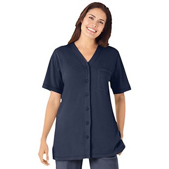 Woman Within Plus Size 7-Day Short-Sleeve Baseball Tunic