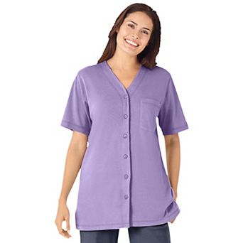 Woman Within Plus Size 7-Day Short-Sleeve Baseball Tunic