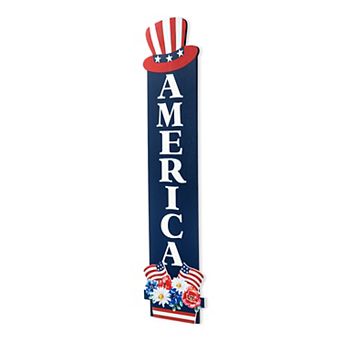 Glitzhome 42"h Patriotic Wooden America Sign Porch Decor
