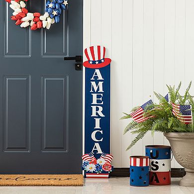 Glitzhome 42"h Patriotic Wooden America Sign Porch Decor