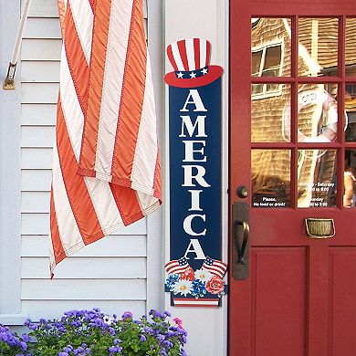 Glitzhome 42"h Patriotic Wooden America Sign Porch Decor