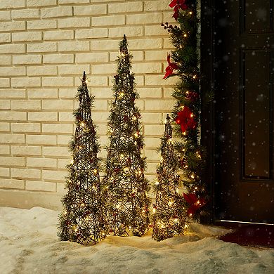 Glitzhome Lighted Christmas Crystal Cone Tree