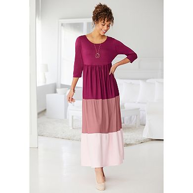 Woman Within Plus Size Colorblock Tiered Dress