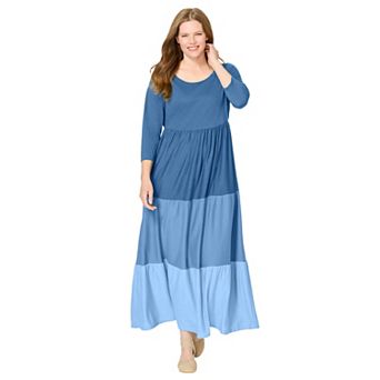 Woman Within Plus Size Colorblock Tiered Dress