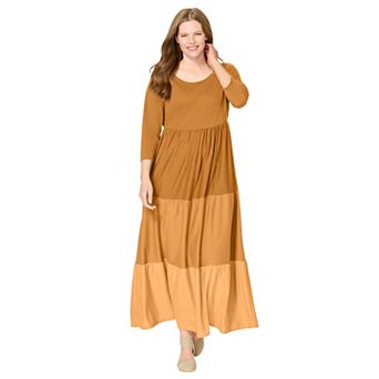 Woman Within Plus Size Colorblock Tiered Dress