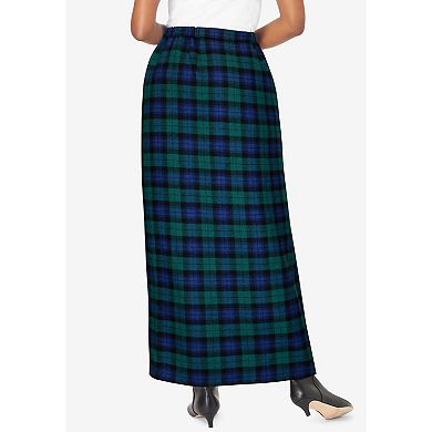Jessica London Women's Plus Size Side-Button Wool Skirt