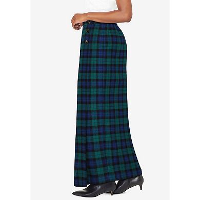 Jessica London Women's Plus Size Side-Button Wool Skirt