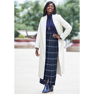 Jessica London Women's Plus Size Side-Button Wool Skirt