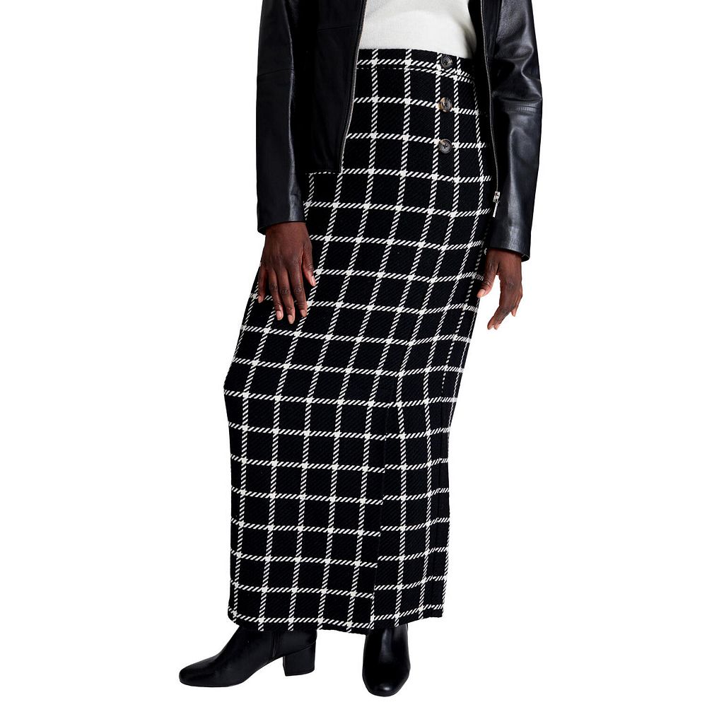 Jessica London Women's Plus Size Side-Button Wool Skirt