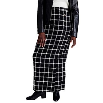 Jessica London Women's Plus Size Side-Button Wool Skirt