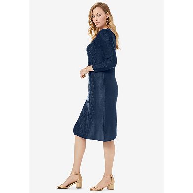 Jessica London Women's Plus Size Cable Sweater Dress