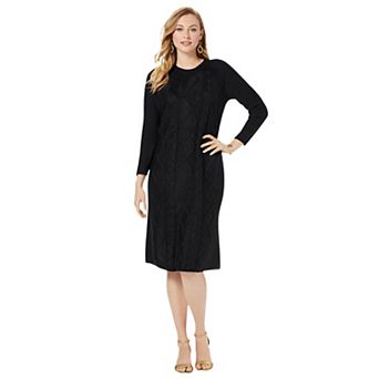 Jessica London Women's Plus Size Cable Sweater Dress