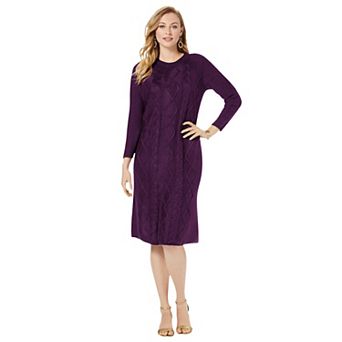 Jessica London Women's Plus Size Cable Sweater Dress