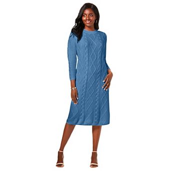 Jessica London Women's Plus Size Cable Sweater Dress