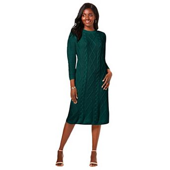 Jessica London Women's Plus Size Cable Sweater Dress