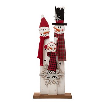 Glitzhome 35.43" H Wooden Snowman Family Porch Decor, Merry Christmas Indoor Outdoor Wall Decor