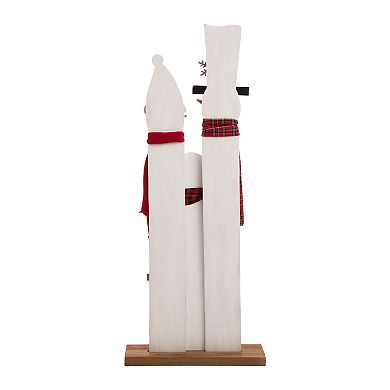 Glitzhome 35"h Christmas Wooden Snowman Family Porch Decor