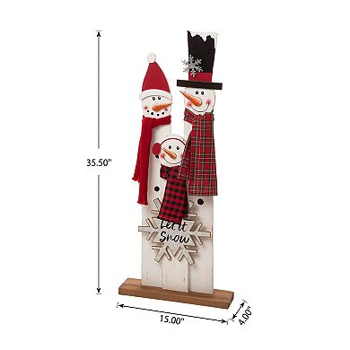 Glitzhome 35"h Christmas Wooden Snowman Family Porch Decor