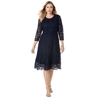Jessica London Women's Plus Size Lace Fit & Flare Dress