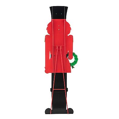 Glitzhome 60”h Metal Christmas Soldier Nutcracker Porch Decor With Wreath