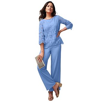 Jessica London Women's Plus Size Popover Lace Jumpsuit