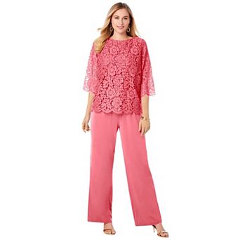 Jessica London Women's Plus Size Popover Lace Jumpsuit