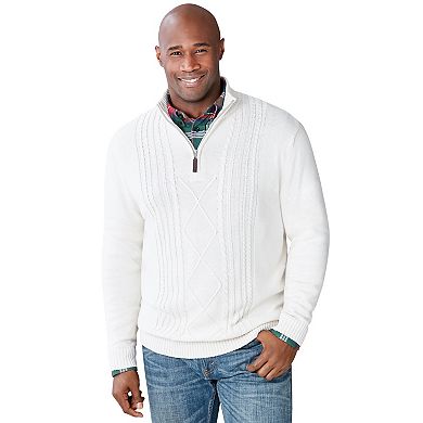 Liberty Blues by KingSize Men's Big & Tall Shoreman’S Quarter Zip Cable Knit Sweater
