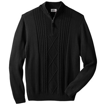 Liberty Blues by KingSize Men's Big & Tall Shoreman’S Quarter Zip Cable Knit Sweater